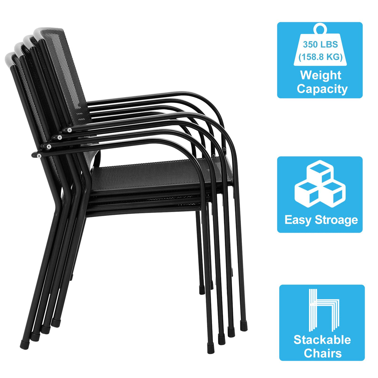 AECOJOY 5 Piece Outdoor Table and Chair, Patio Outdoor Dining Set with 1.73" Umbrella Hole, Patio Table and Chair Set of 4 for Garden,Bistro,Deck AECOJOY