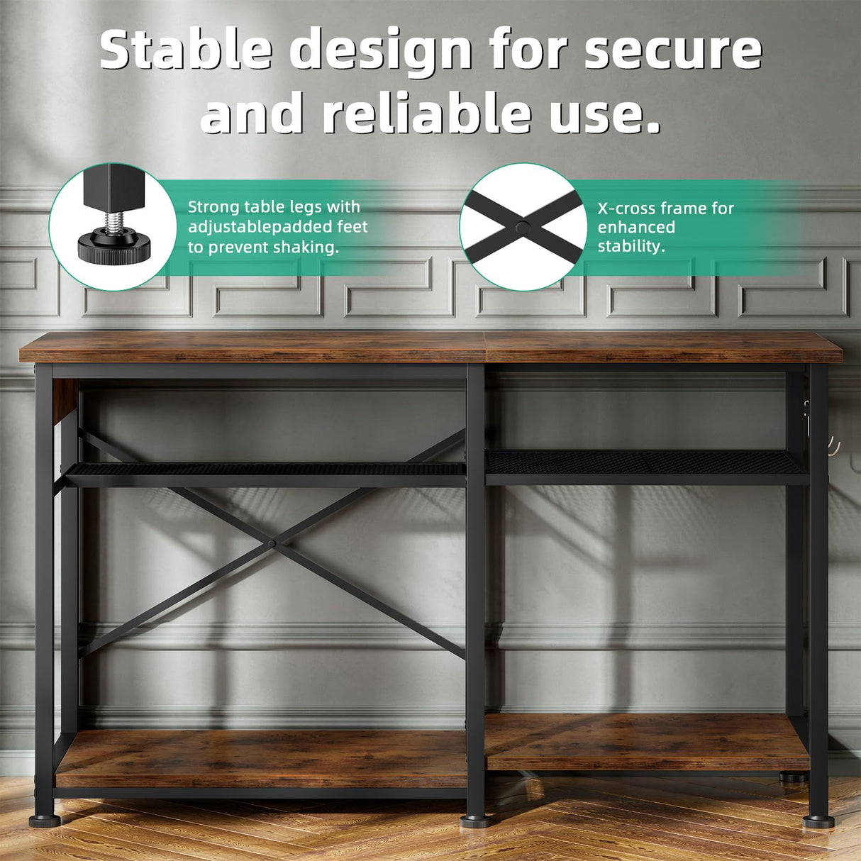 Kalrin 55-75 Gallon Aquarium Stand, 5-Tier Metal Frame Fish Tank Stand 40 Gallon Tank Stand 49.2" L*18.9" W Tabletop 780lbs Capacity (Vintage Brown, 55-75 Gallon) Kalrin