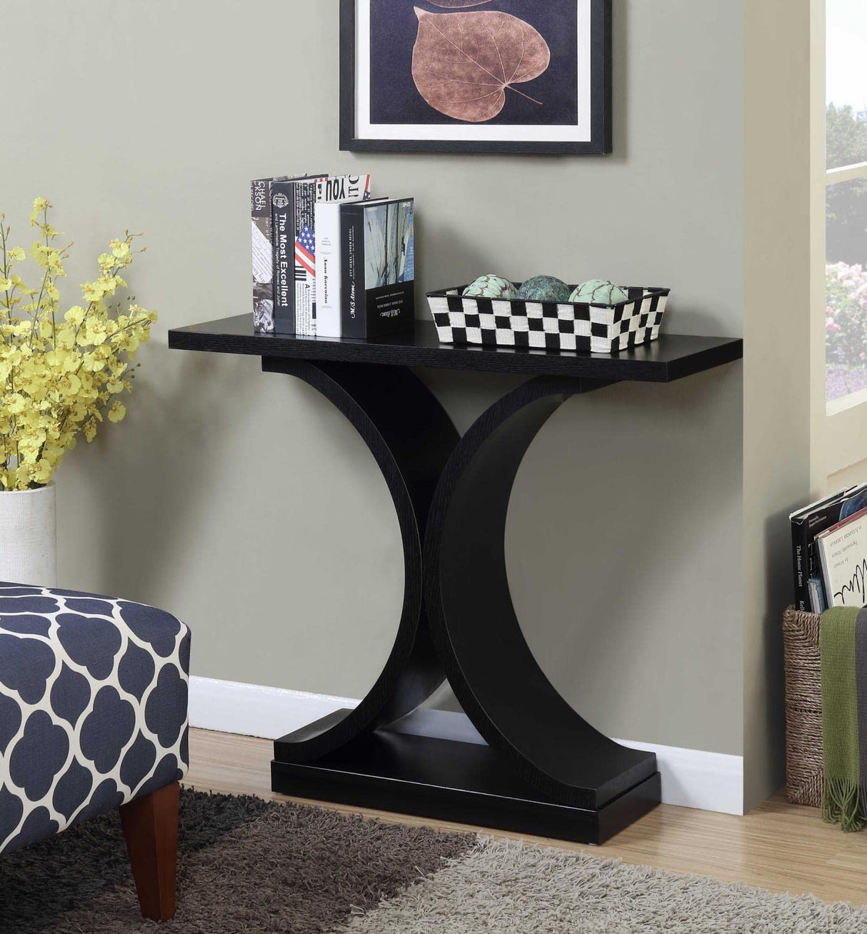 Convenience Concepts Newport Infinity Console Table, Black Convenience Concepts