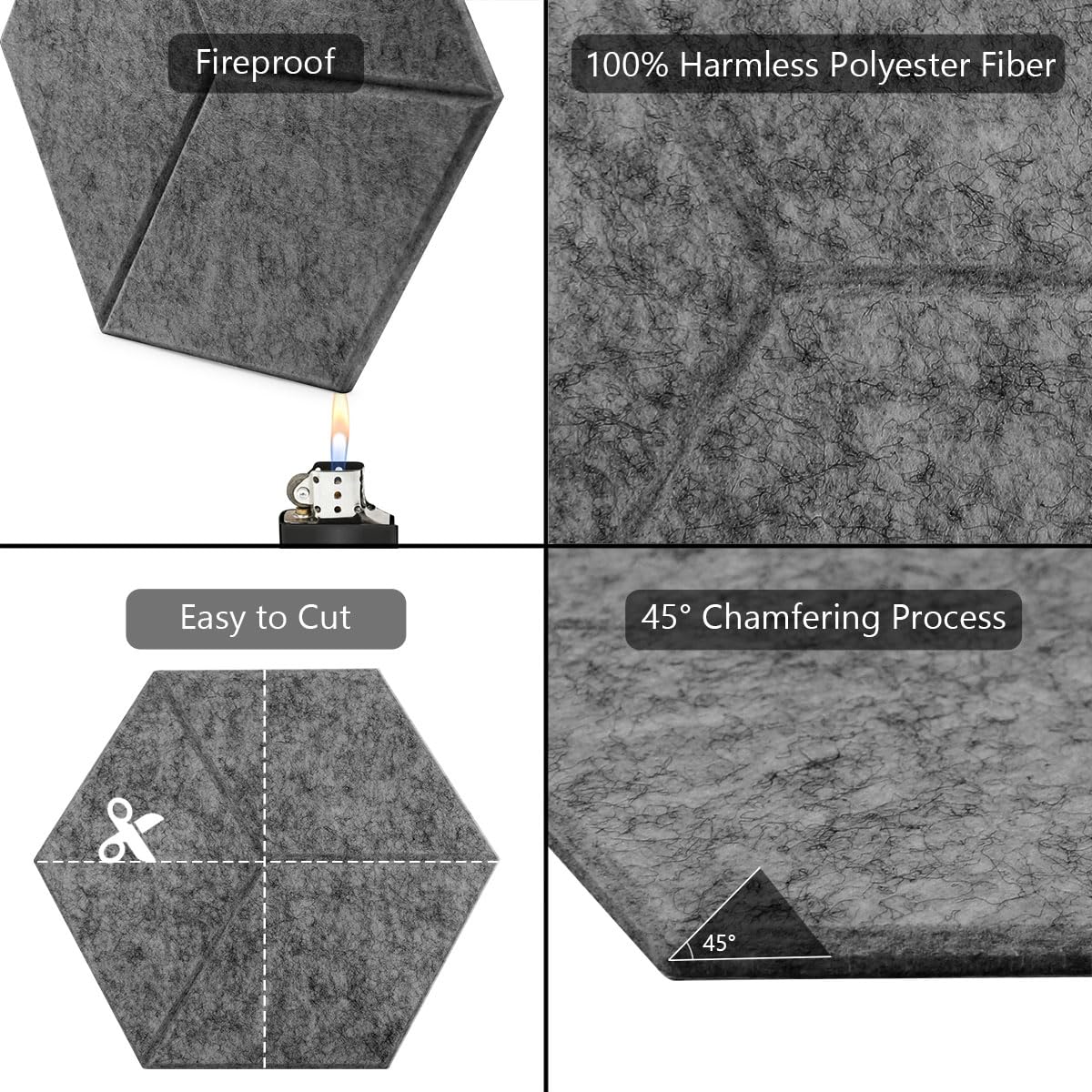 Premium Acoustic Panels 12PCS,Self-adhesive 12 * 10" Soundproof Wall Panels, High Density Sound Dampening Panels Quick-Recovery Sound Proof Foam Panels Sound Absorbing Felt Cork Board Bulletin Tile Dorida