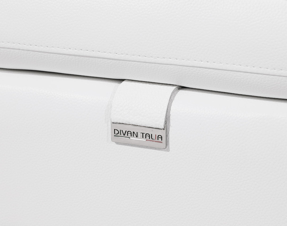 BlackJack Furniture Antonio Top Grain Italian Leather Power Recliner Sofa with 2 Reclining Seats & Large Power Headrests, Comfortable Lumbar Support, USB Chargers, Wall Hugger Design, White Blackjack Furniture