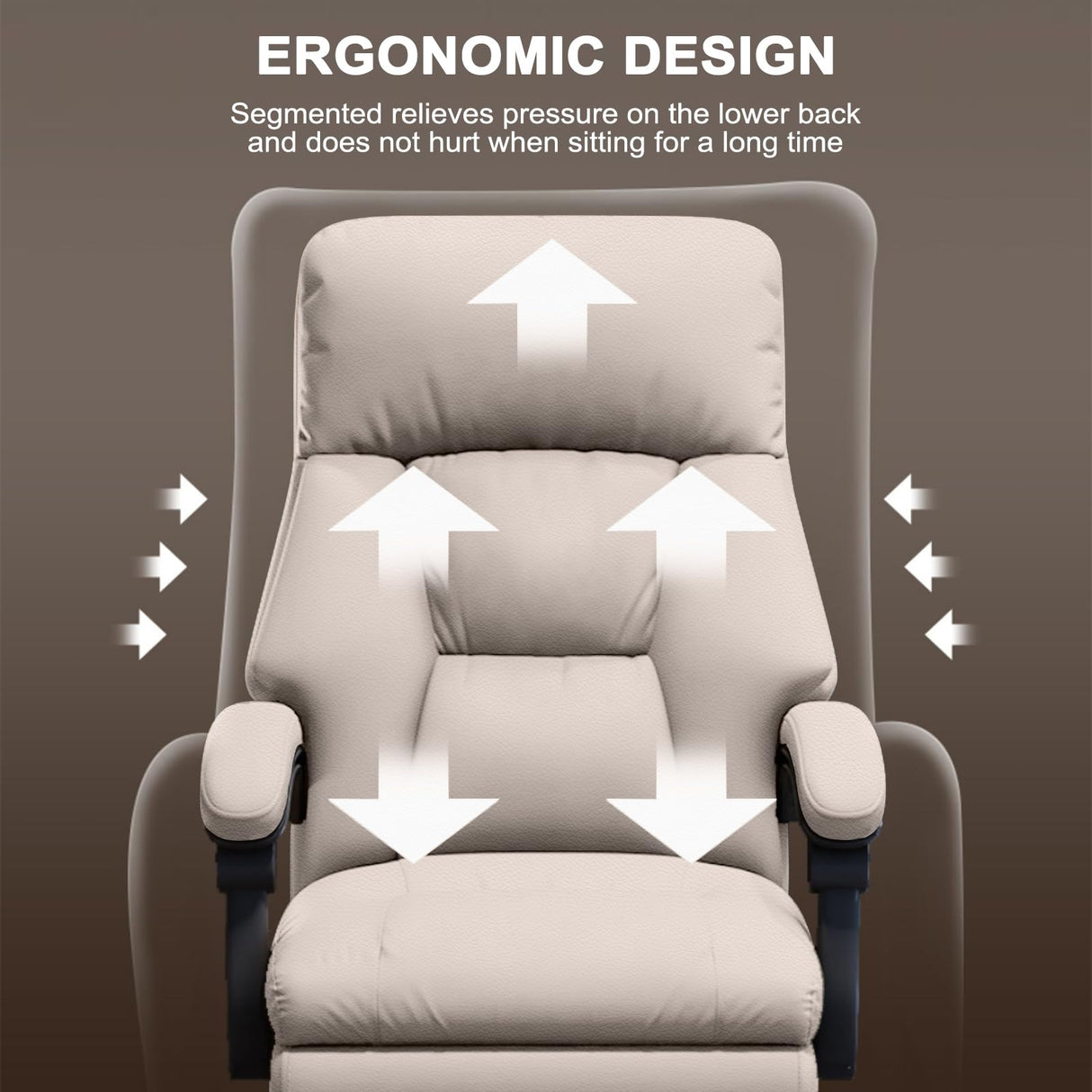 HDHNBA Executive Office Chair Comfortable Desk Chairs with Foot Rest High Back Computer Gaming Chairs Reclining PU Leather Work Chair for Home Office, Beige HDHNBA