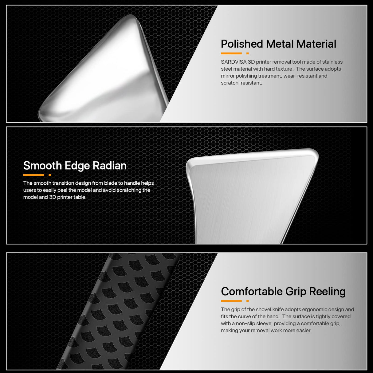 SARDVISA Professional 3D Printer Tool, Upgraded Metal 3D Printer Removal Spatula with Comfortable Grip, Specially Designed 3D Printer Accessories for Model Stripping Safety SARDVISA