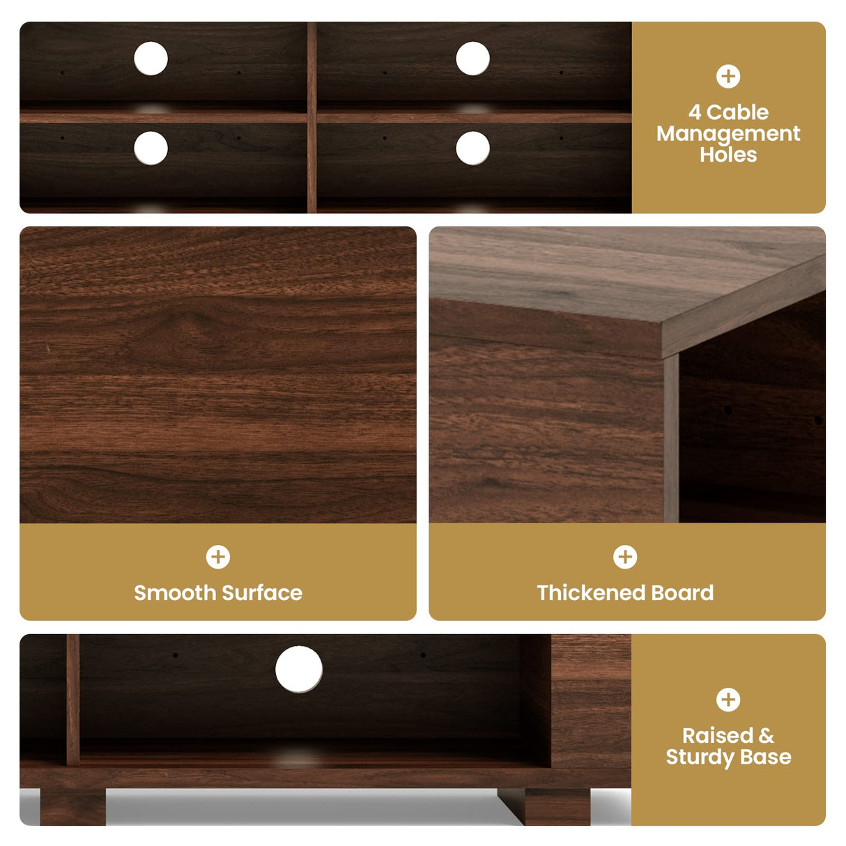 Tangkula Wood TV Stand for TVs up to 65 Inch Flat Screen, Modern Entertainment Center with 8 Open Shelves, Universal TV Storage Cabinet for Living Room Bedroom, TV Console Table (Walnut) Tangkula