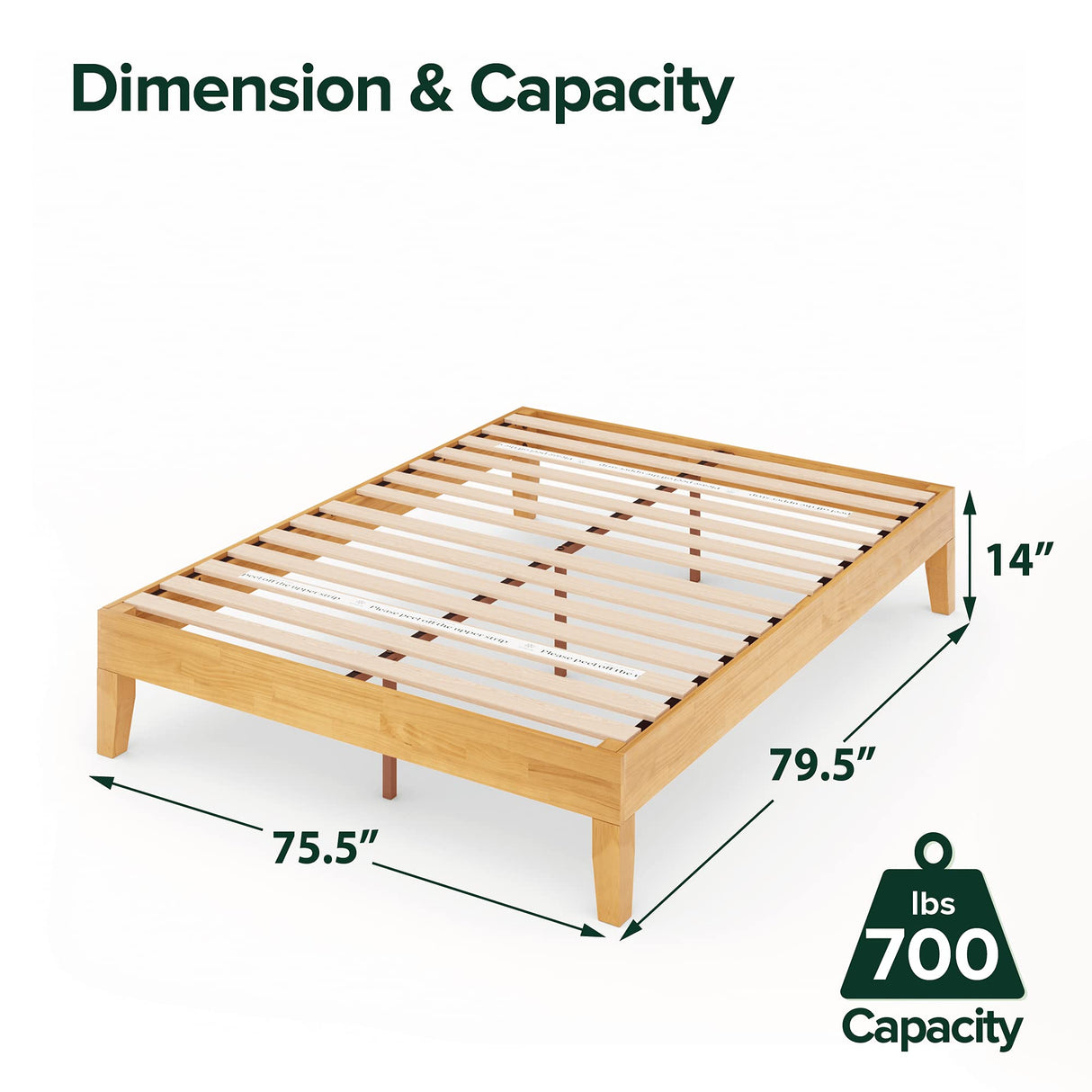 ZINUS Moiz Deluxe Natural Wood Platform Bed Frame - King Size, Easy Assembly, No Box Spring Needed Zinus