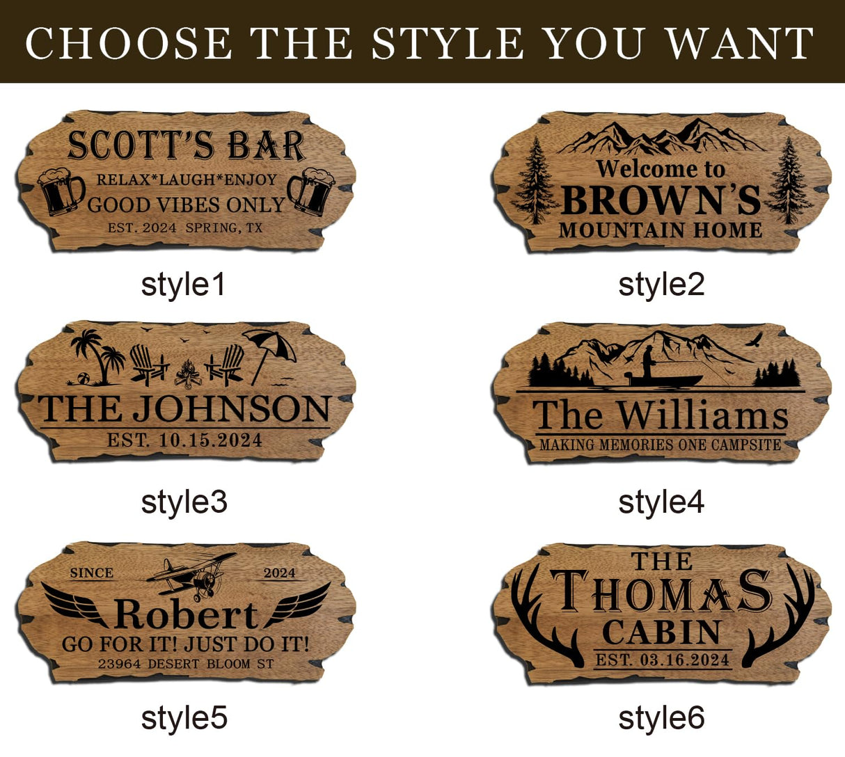 Personalized Cabin Sign - Rustic Wood Welcome Sign for Outdoor & Home Wall Decor - Customizable Farmhouse Decor, Backyard Sign & 3D Carving Wood Sign.3D carved decorative wooden plaques. EXUNART