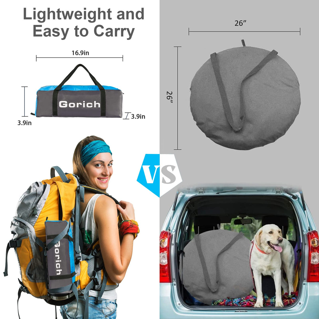 Gorich Beach Tent, UV Sun Shelter Lightweight Beach Sun Shade Canopy Cabana Beach Tents Fit 3-4 Person Gorich