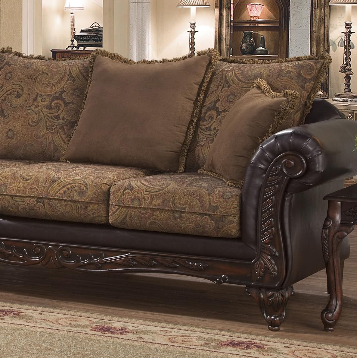 Roundhill Furniture San Marino 2-Tone Fabric Sofa, Chocolate Roundhill Furniture
