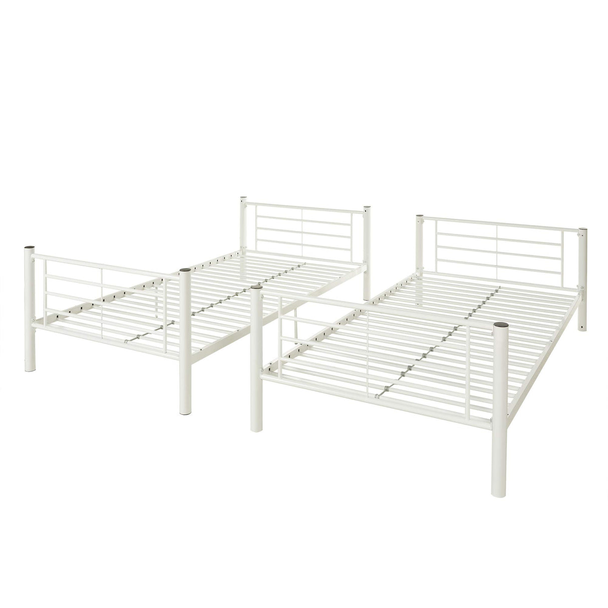 Walker Edison Elodie Urban Industrial Twin over Twin Metal Bunk Bed, Twin over Twin, White Walker Edison