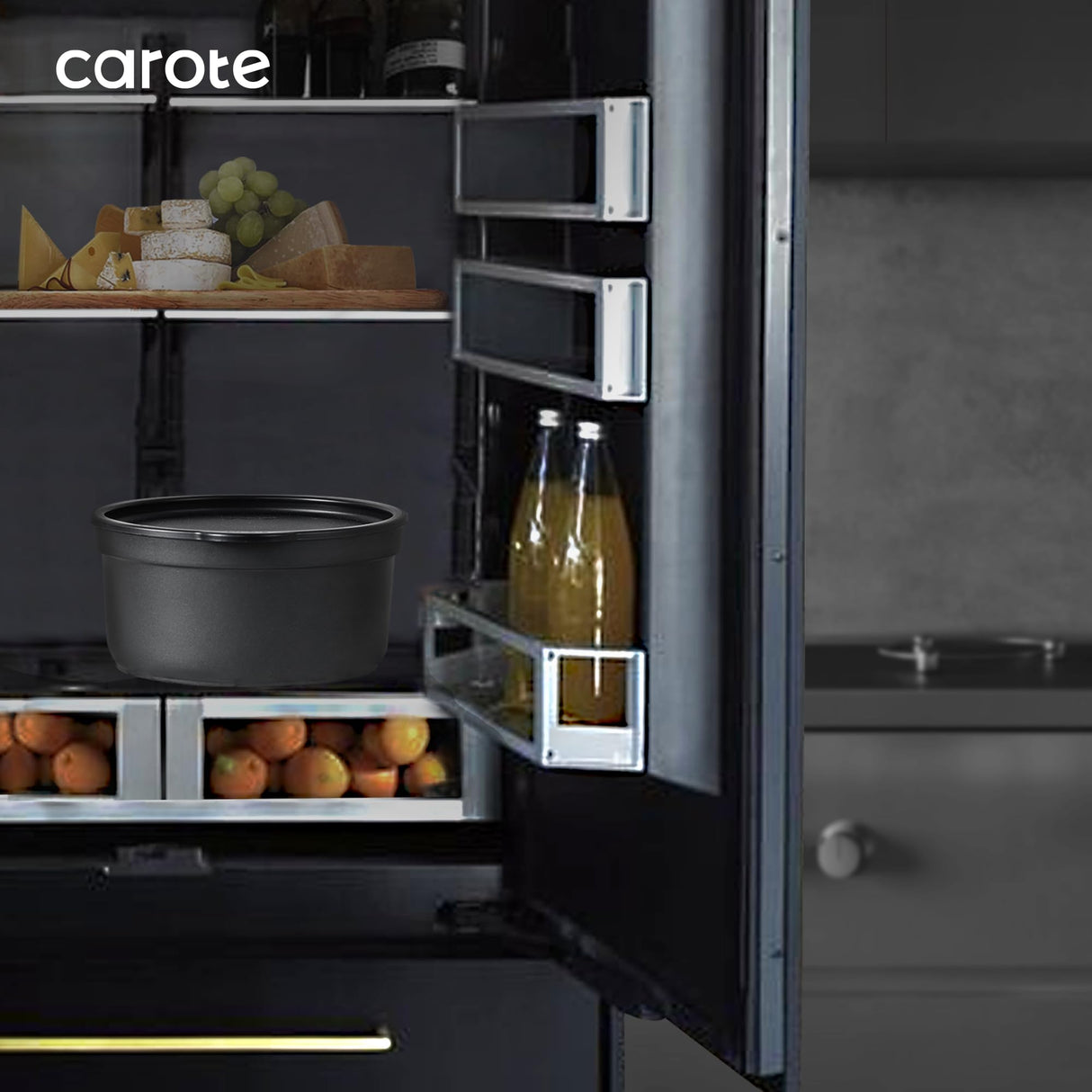 CAROTE 20pcs Pots and Pans Set Non Stick, Nonstick Cookware Set, Dishwasher/Oven/Fridge Safe Pots and Pans, Removable Handle RV Oven Safe Cookware, Induction Kitchen Set, Black CAROTE