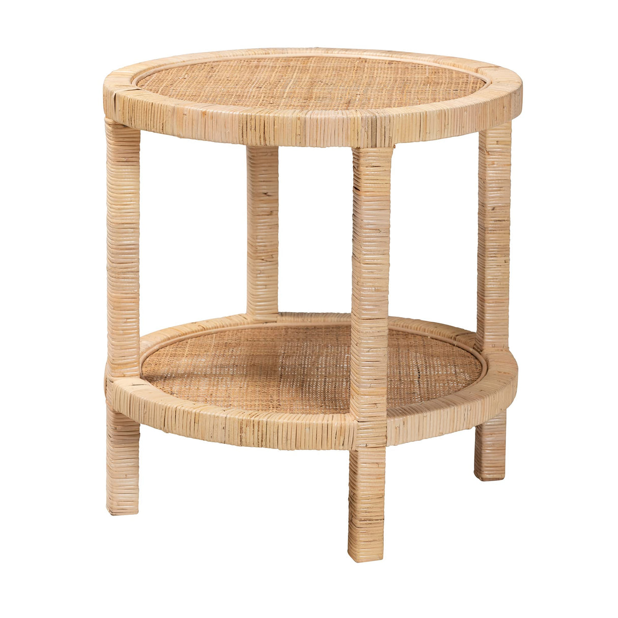 bali & pari Bella Natural Rattan End Table, 2-Tier bali & pari