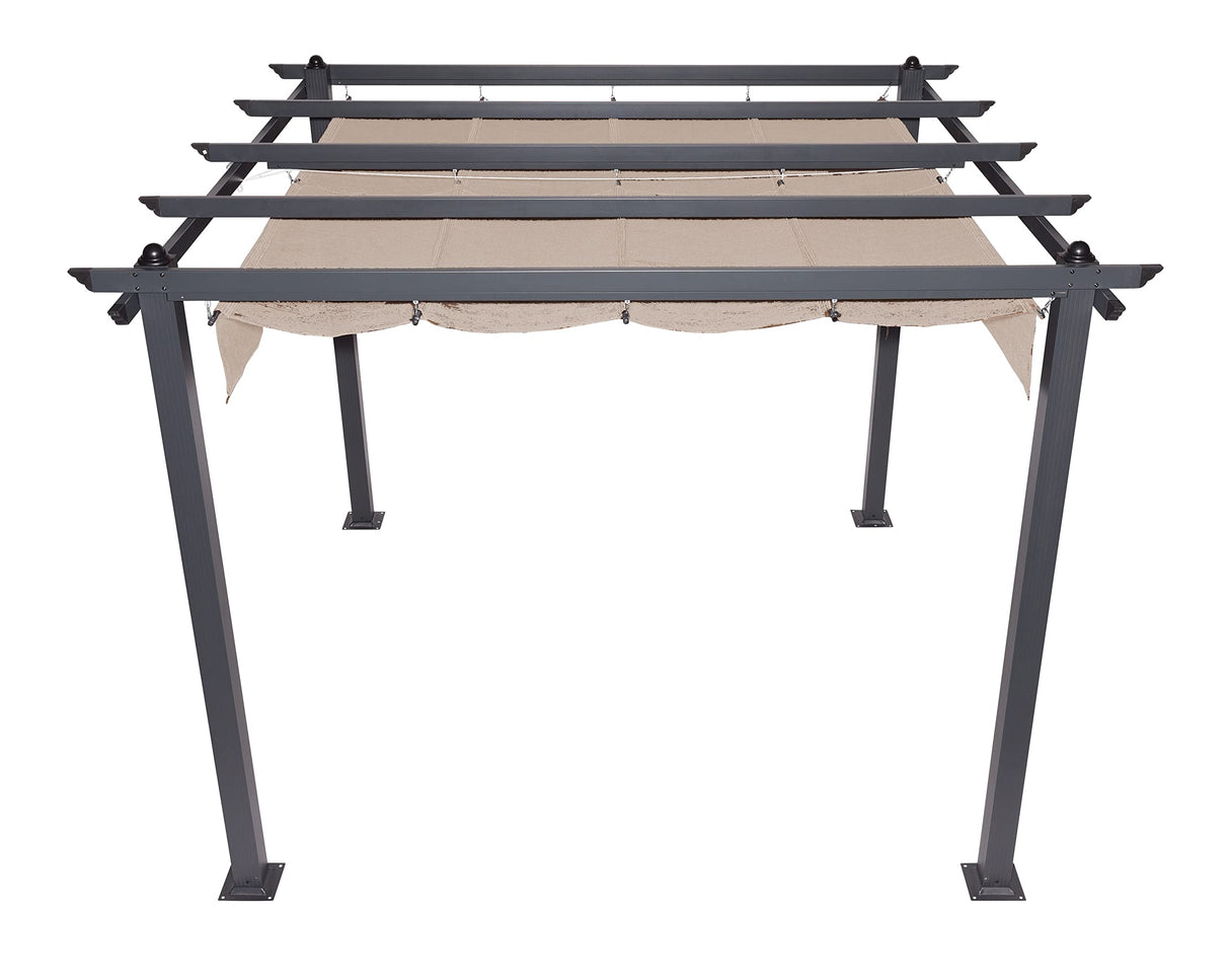 Coolaroo Aurora Pergola, Backyard or Patio Shade Pergola, Light Filtering 90% UV Block, 9'10" x 9'10", Smoke Coolaroo