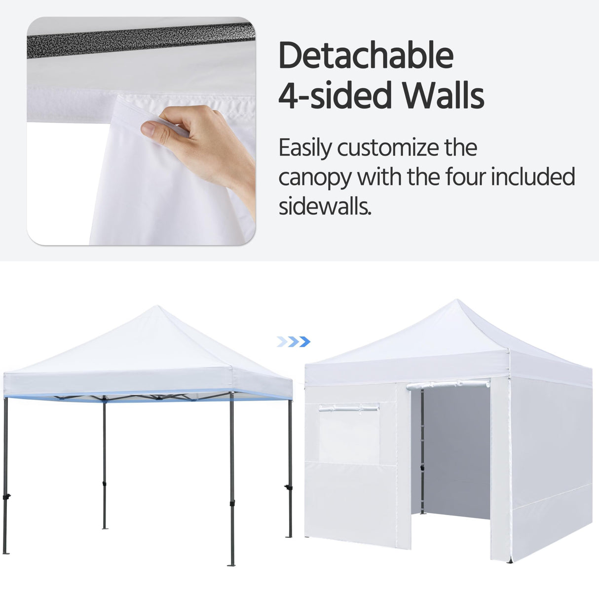 Yaheetech 10x10 Pop Up Commercial Canopy Tent with 4 Removable Sidewalls, Sandbags, Stakes & Ropes, Waterproof Instant Canopies for Wedding Party Commercial Event Pavilion, White Yaheetech
