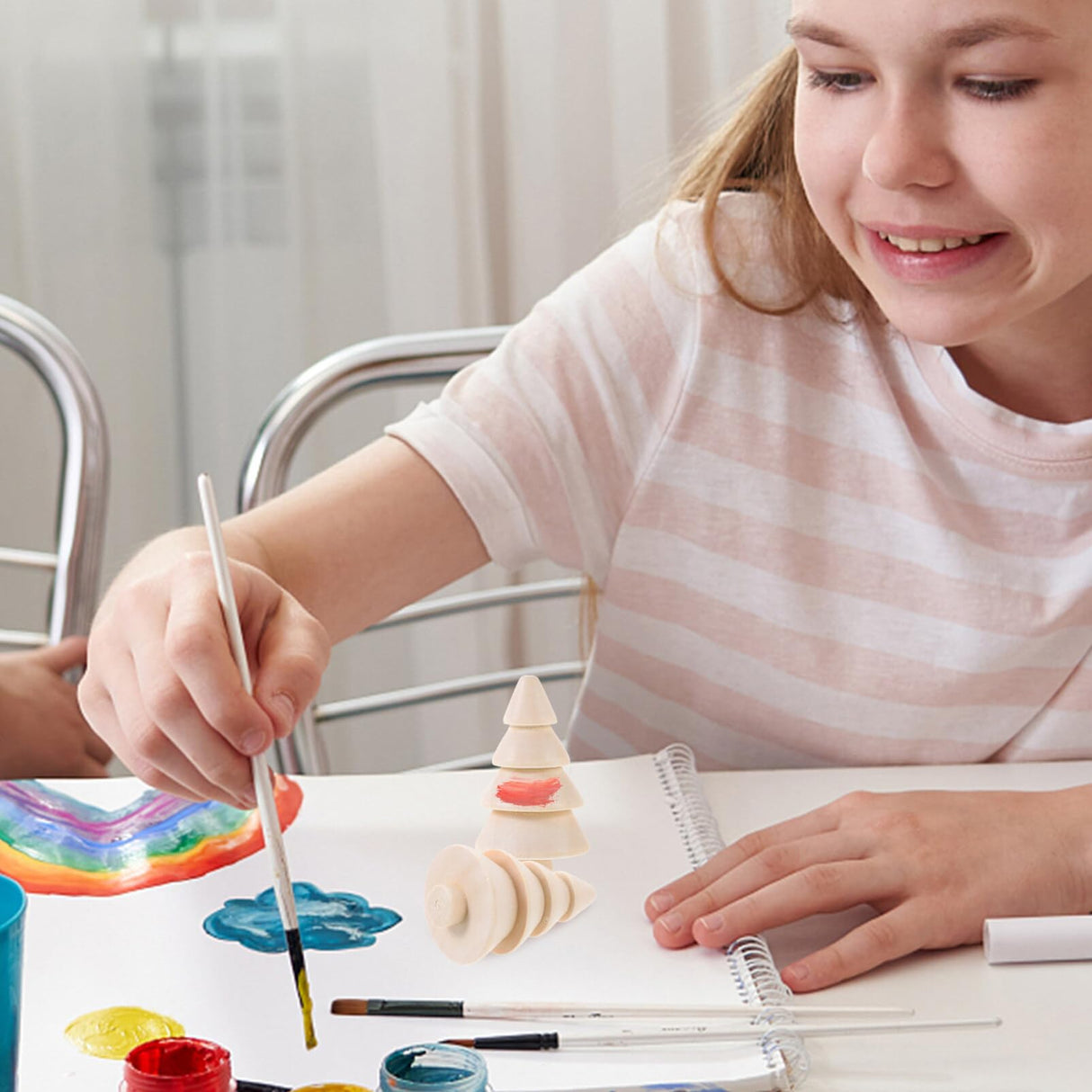 EXCEART Mini Wooden Christmas Tree, 10Pcs Unfinished Wood Miniature Trees for Christmas Crafts Peg People Nature Table Small World Play Holiday Xmas Party Favor Gifts EXCEART