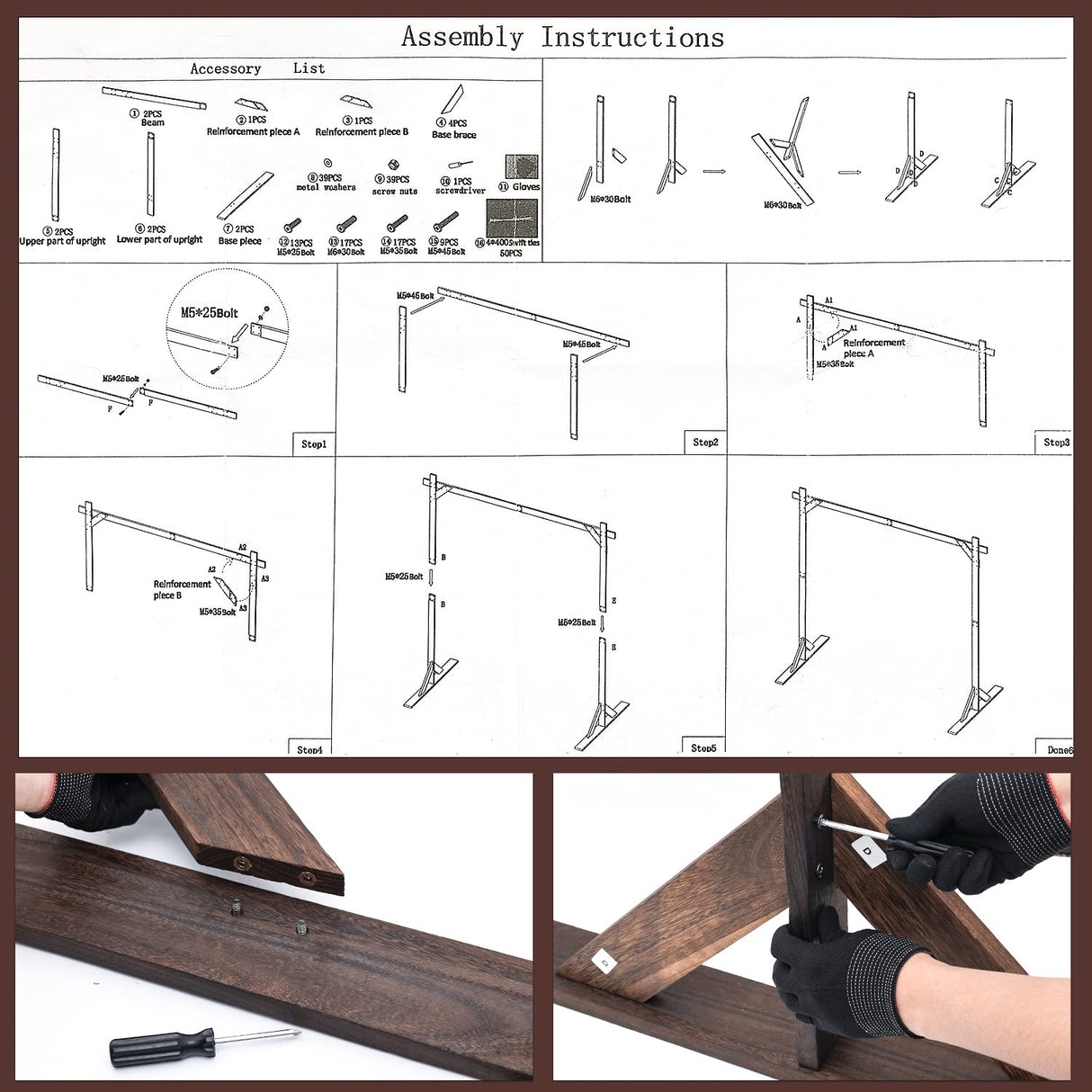 Wooden Wedding Arch, 7.5Ft Large Square Outdoor Wooden Arch, Rustic Wedding Arch for Ceremony Beach Lawn Garden Graduation Parties SAVITA
