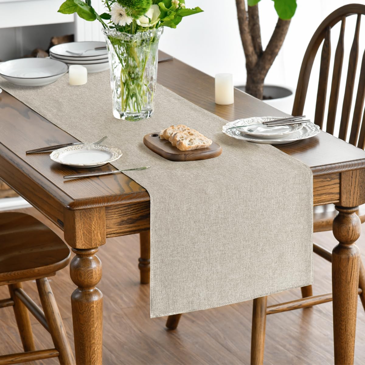 Artoid Mode Light Brown Table Runner, Seasonal Fall Washable Kitchen Dining Table Decoration for Home Party Decor 13x72 Inch Artoid Mode