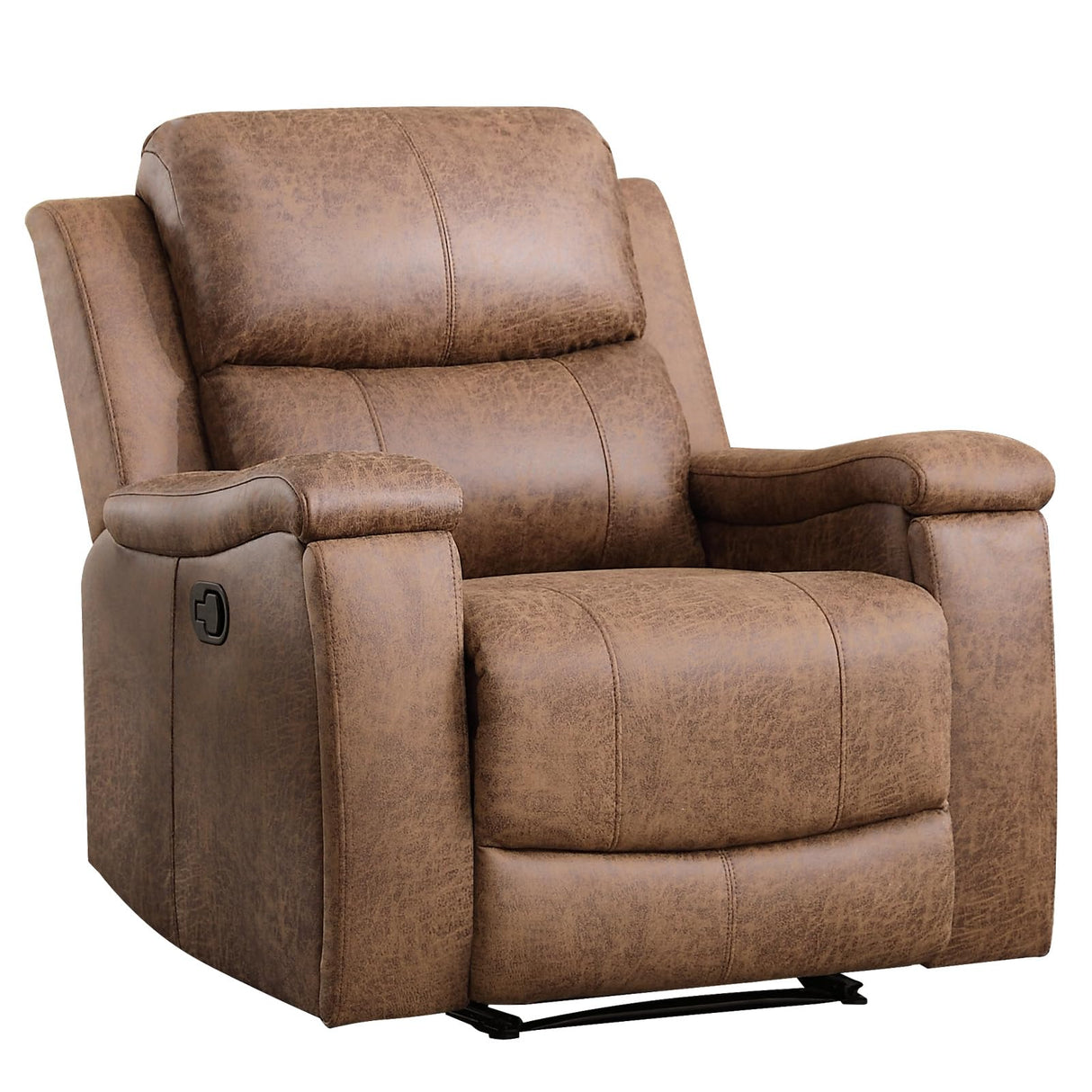 EBELLO Recliner Chair, Single Overstuffed Sofa Recliner, Breathable Faux Leather Manual Reclining Chairs with Hidden Cup Holder, Arm and Back for Adults, Living Room, Bedroom, Light Brown EBELLO