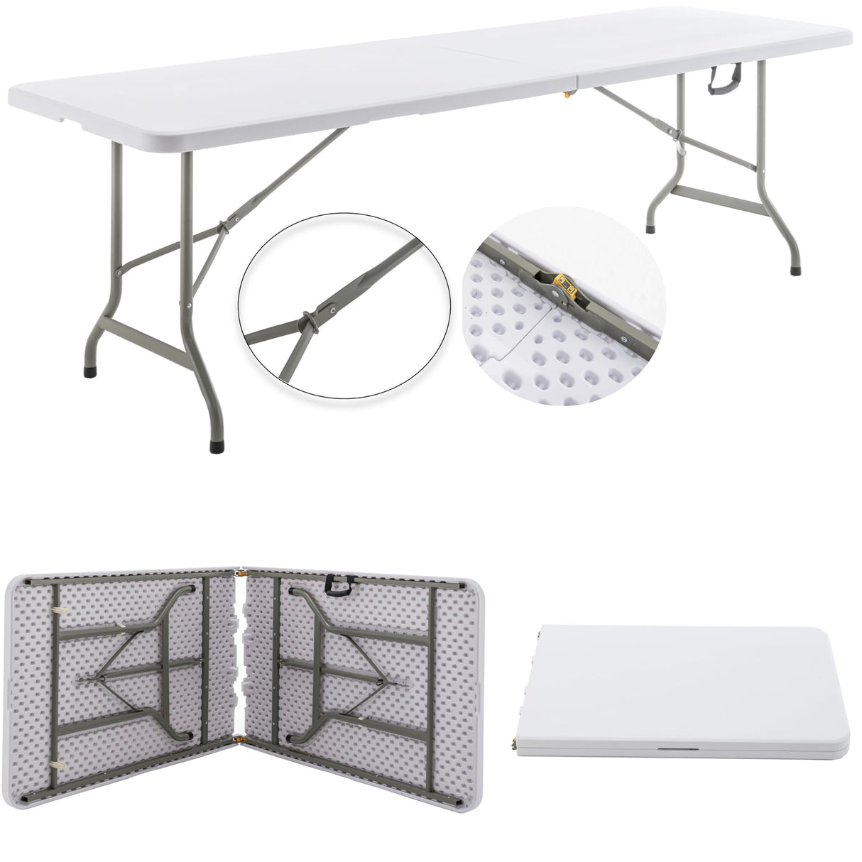 BTEXPERT 8-Foot-96 long White Plastic Folding Table Portable 30" Wide, 29" High, Indoor Outdoor Events Banquet Dining Party Patio, One BTEXPERT