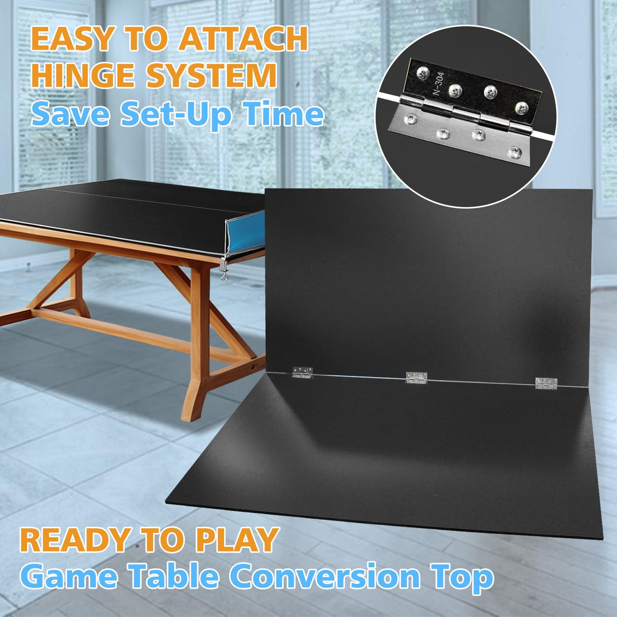 Dithoko Ping Pong Conversion Top, 8 FT Foldable Table Tennis Topper for Pool & Billiard Tables, 12MM MDF, Compact Storage, Net & Posts Included, Easy Setup, Indoor Use Dithoko