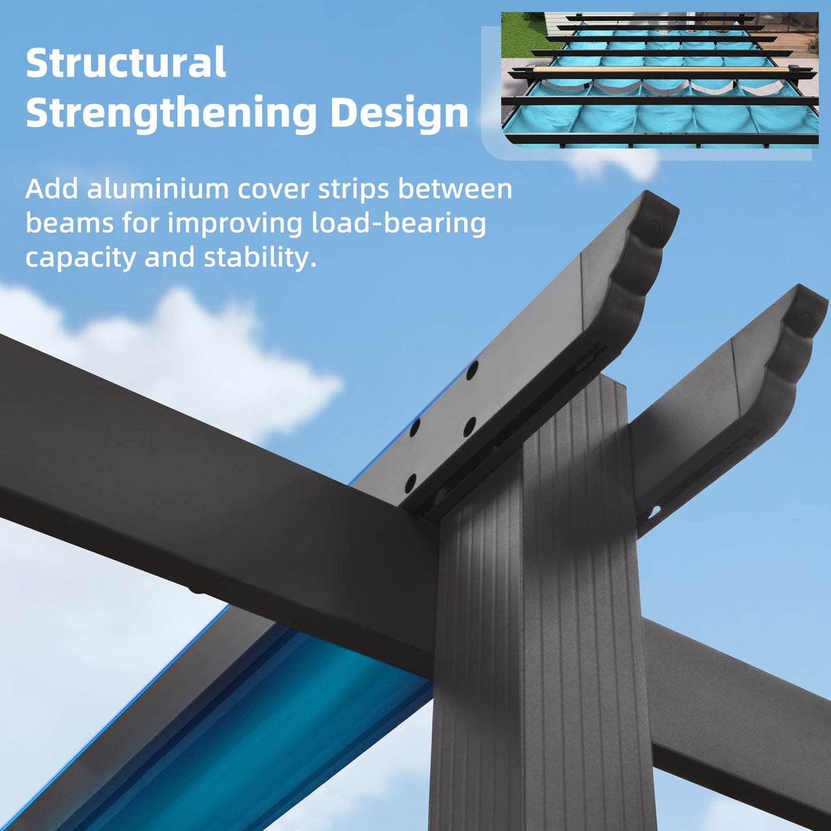 PURPLE LEAF 12' X 18' Outdoor Pergola with Retractable Canopy Aluminum Shelter for Porch Garden Sun Shade Pavilion Grape Trellis Grill Gazebo Modern Backyard Deck Metal Patio Pergola Turquoise Blue PURPLE LEAF