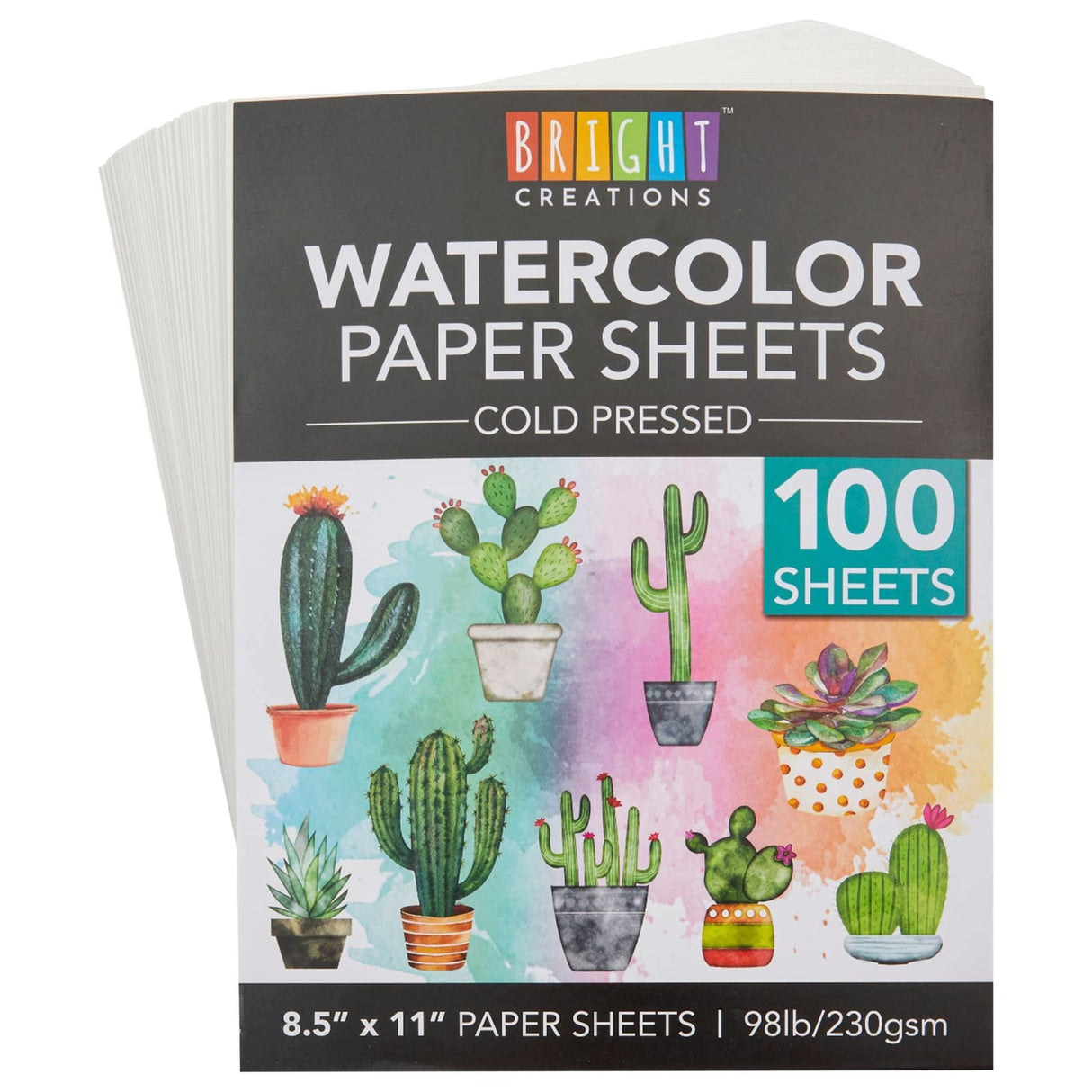 Bright Creations 100 Sheets Cold Press Watercolor Paper for Artists and Beginners - 8.5 x 11 in Pack, Paint Paper for Watercolor Bright Creations