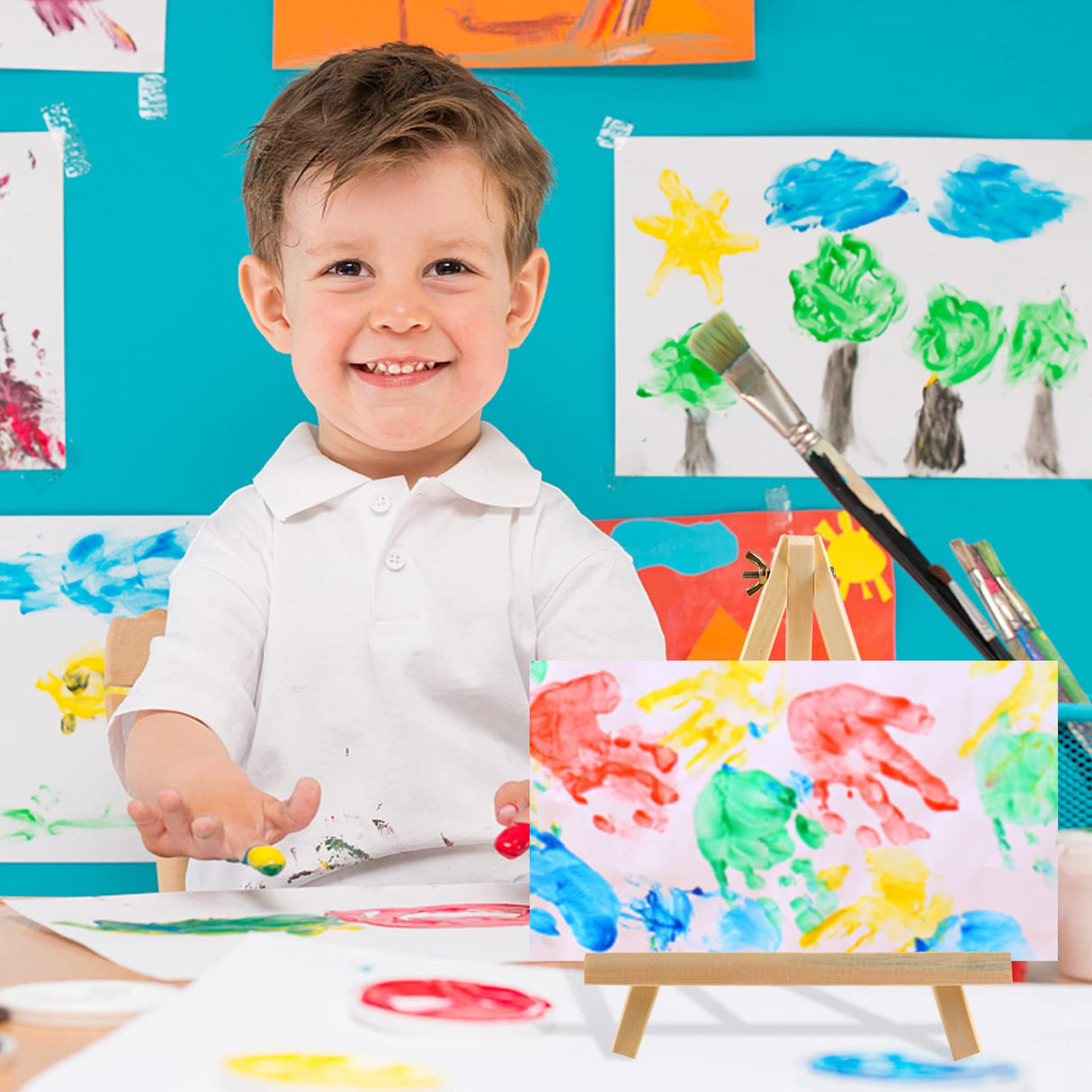 12PCS Wood Easels, 9 Inches Tabletop Easels, Art Craft Painting Easel Stand for Artist Adults Students HXSEMAYIG