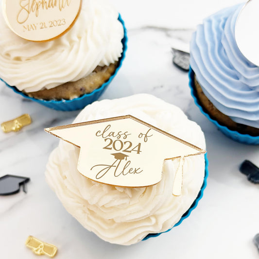 (12Pack) Personalized Graduation Cupcake Toppers 2024 | Cupcake Toppers Graduation | Cupcake Graduation Toppers 2024 | Cup Cake Decoration for Graduation | Personalized Graduation Cupcake Toppers