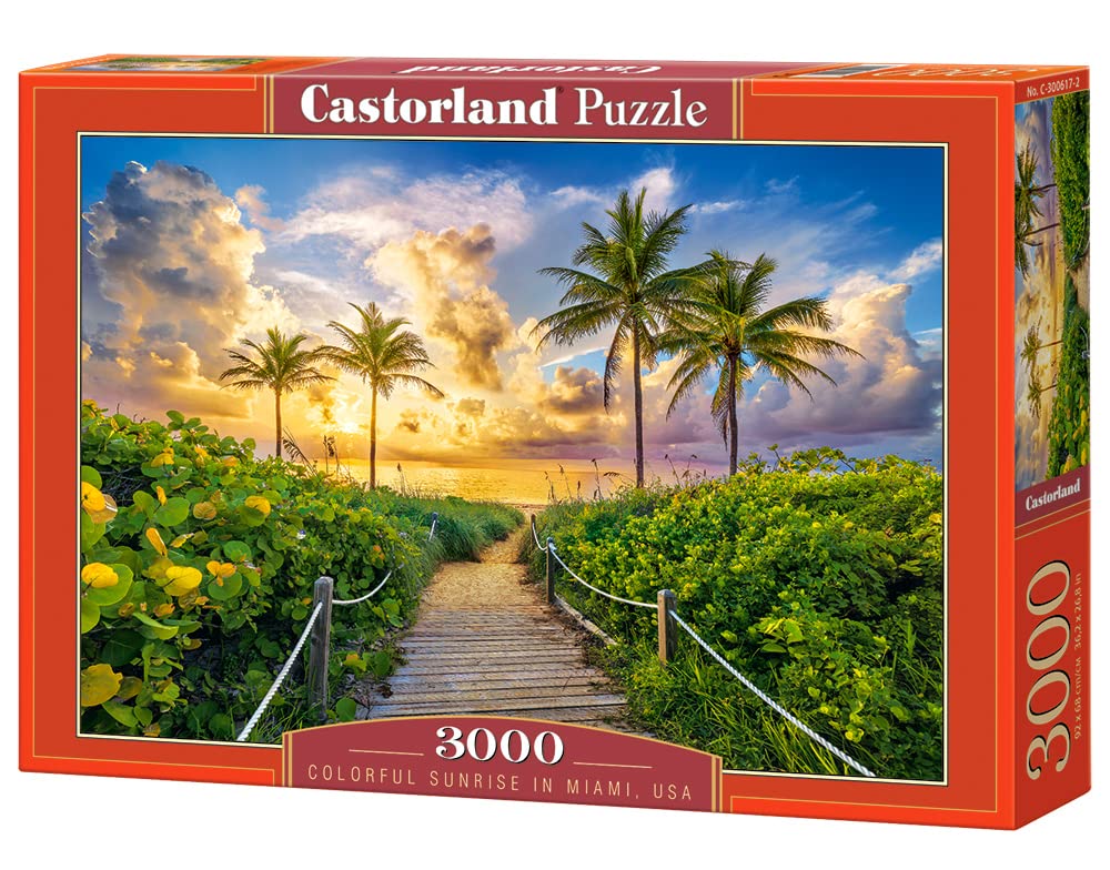CASTORLAND 3000 Piece Jigsaw Puzzle, Colorful Sunrise in Miami, USA, Adult Puzzle, Castorland C-300617-2 Castorland