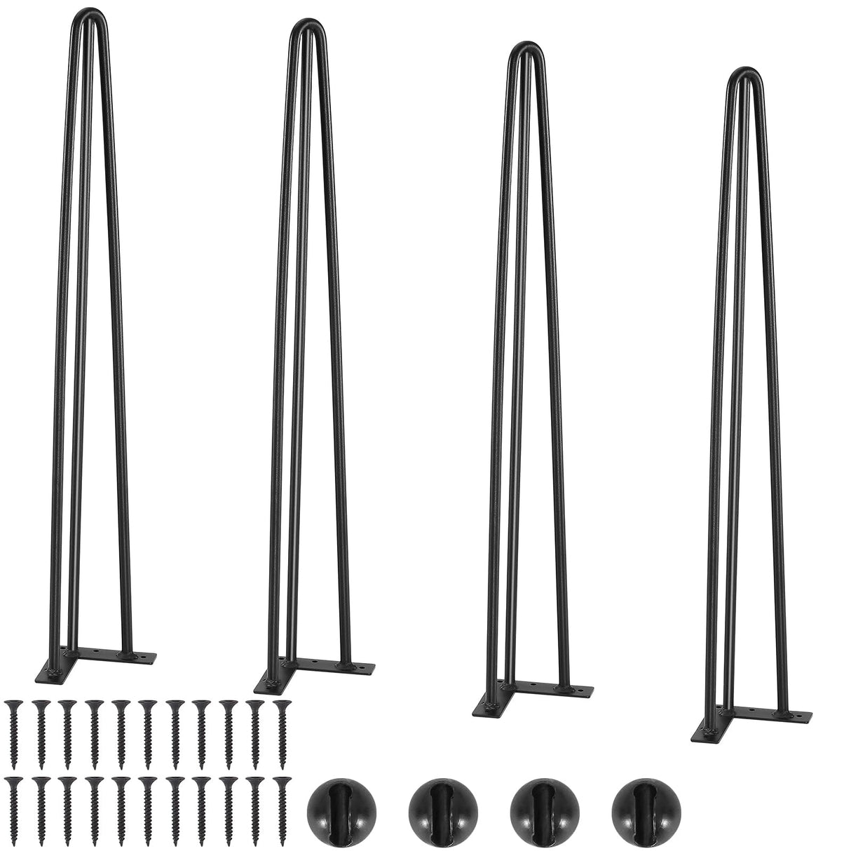VEVOR Hairpin Table Legs 28", Set of 4 Desk Legs 900lbs Load Capacity, Hairpin Desk Legs 3 Rods for Desk Chairs Bench Dining End Table, Solid Carbon Steel Heavy Duty Furniture Legs Black VEVOR