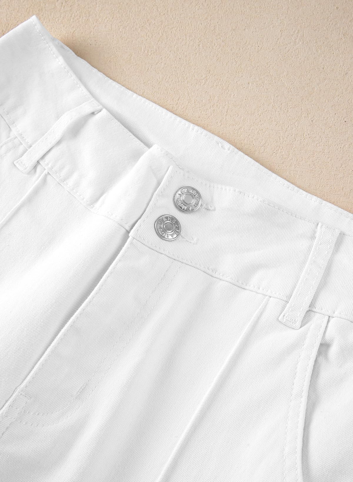 Sidefeel Womens Wide Leg Jeans Casual Baggy High Waisted Stretch Denim Pants Size 14 White Sidefeel