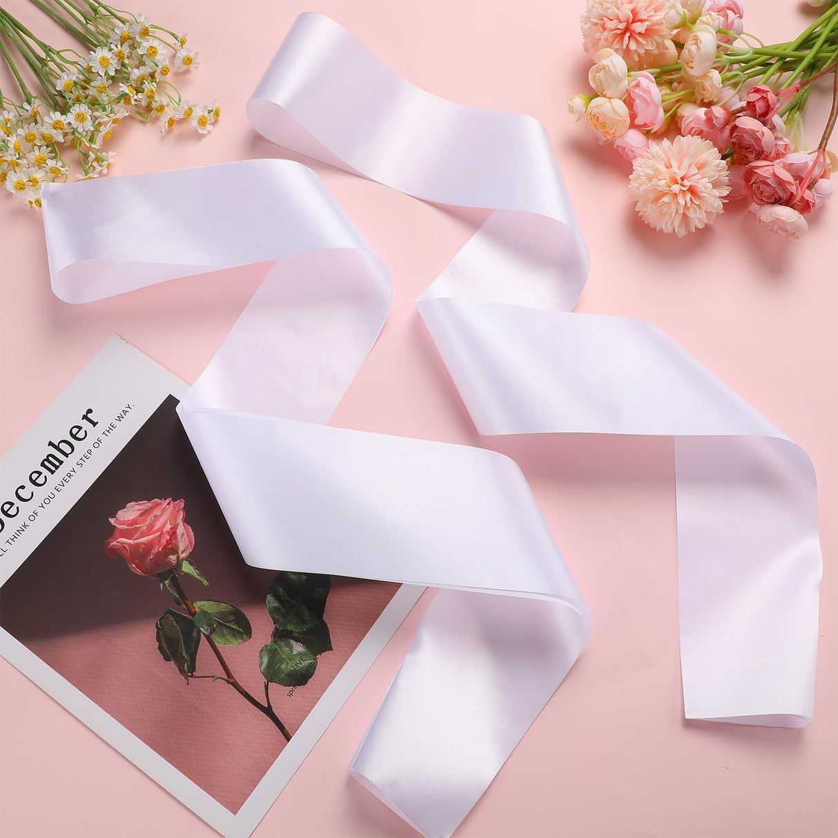 GCTWFYK 16 Pcs White Sashes, Blank Senior Satin Sash 2024 for Pageants, Plain Satin Sashes to Decorate for Beauty Pageant, Birthday, Wedding, Graduation, Party, DIY Supplies GCTWFYK