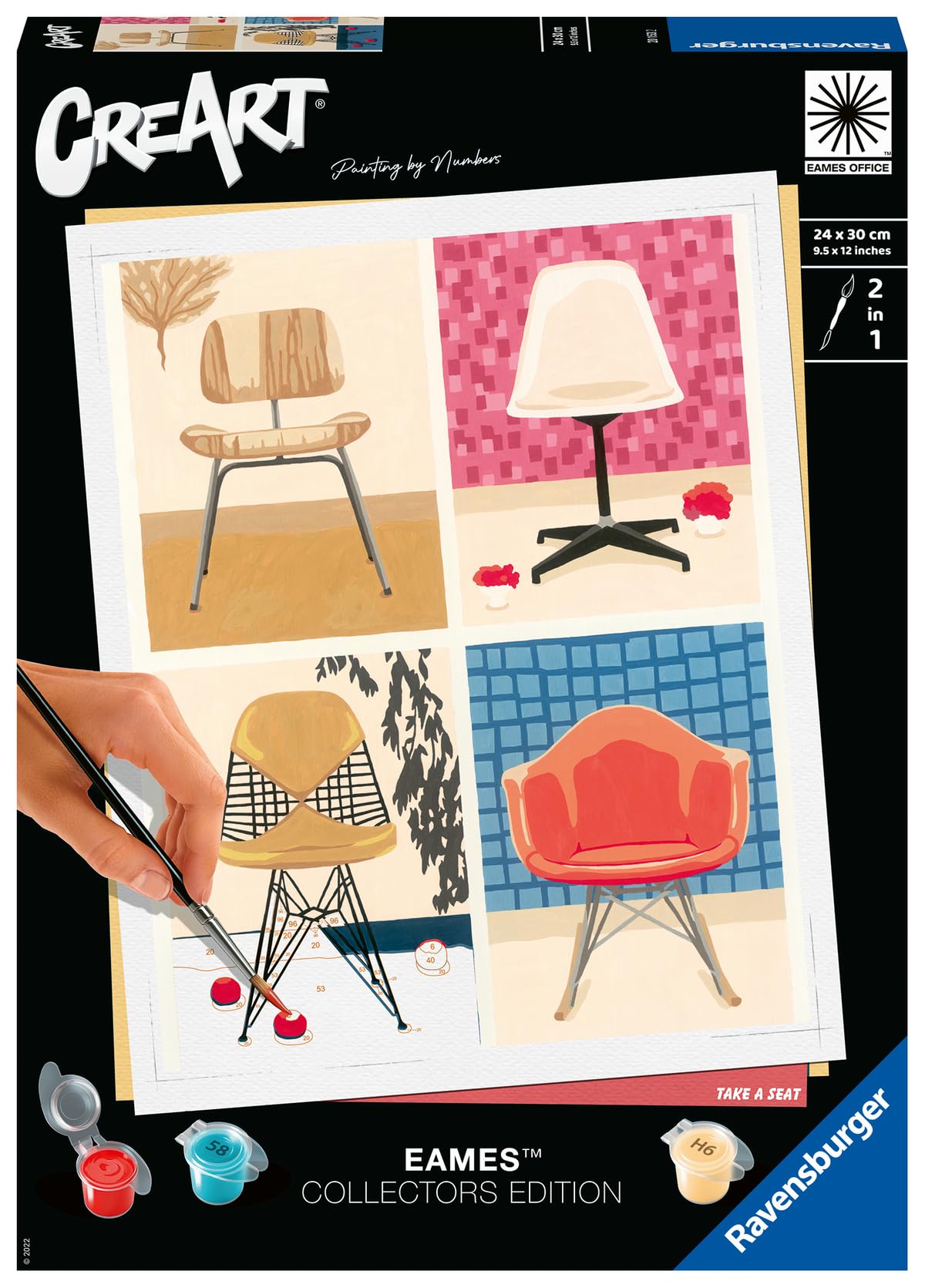 Ravensburger CreArt Eames Take a Seat Paint by Numbers Kit for Adults - Painting Arts and Crafts for Ages 12 and Up Ravensburger