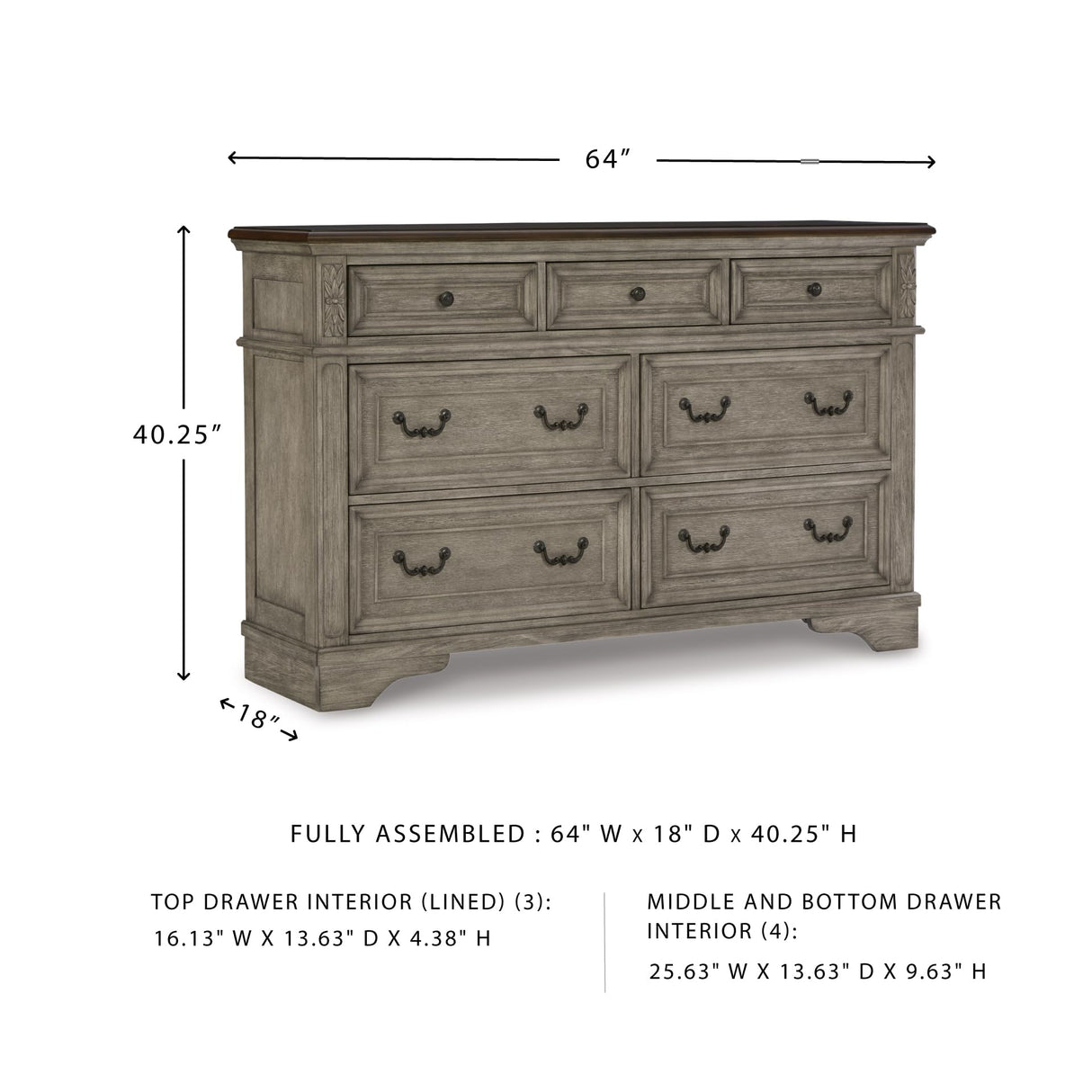 Signature Design by Ashley Londenbay Classic Farmhouse 7 Drawer Dresser, Brown & Gray Signature Design by Ashley