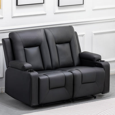 COMHOMA Leather Recliner Modern Loveseat Sofa, 2 Leather Recliner Chairs,Modern Small Sofa Couch,2 Seater PU Loveseat,Couches for Living Room with Drink Holders Living Room Chair Loveseat Sofa