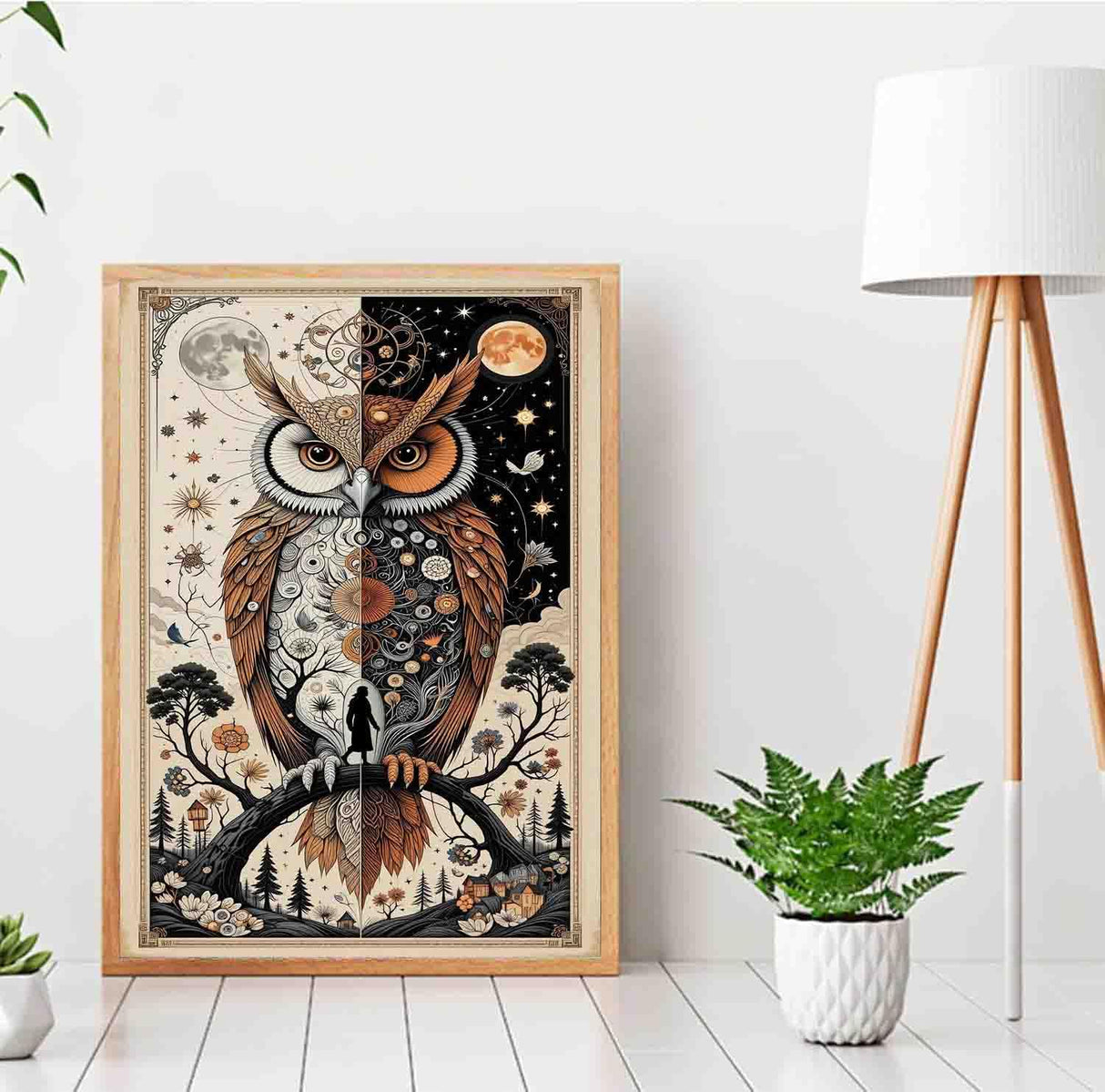 Owl Diamond Art Kits for Adults,Sun and Moon Diamond Painting Kit for Beginner,5D Diamond Painting DIY Full Drill Diamond Dots Diamond Painting with Tools,Gem Craft for Home Wall Decor 11.8x15.7in DYAIANGMU