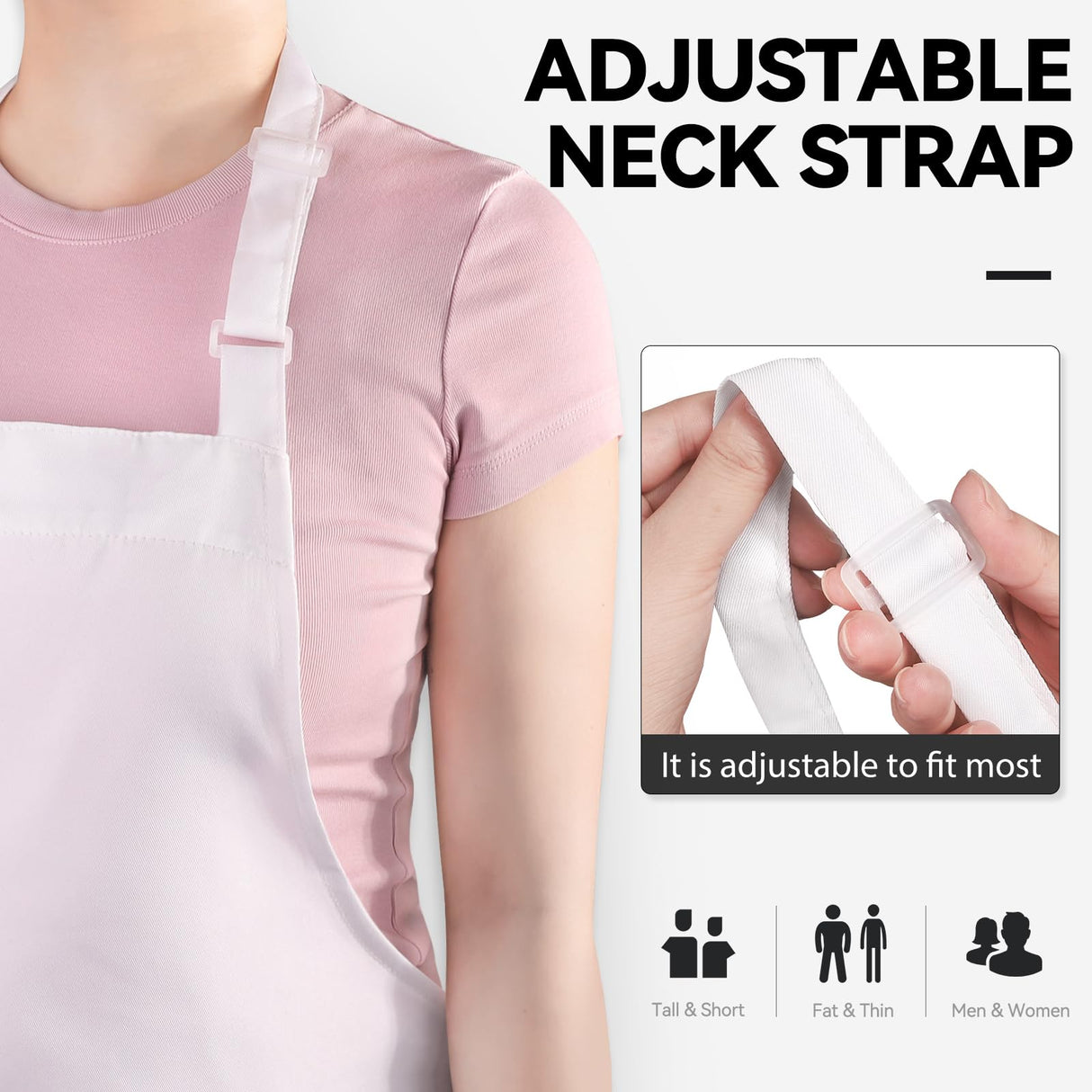 NLUS 2 Pack White Aprons with 2 Pockets for Women Men Kitchen Aprons with Pockets, Chef Aprons for Baking BBQ Cooking NLUS