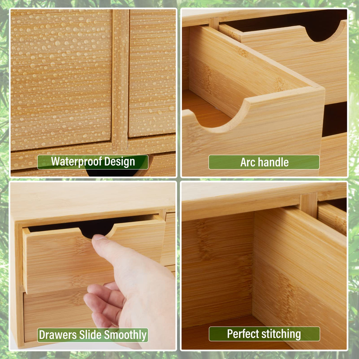 Bamboo Desk Organizer With Drawers Countertop Drawers 3 Drawers Counter Storage Box Corner Desk Organizer for Home Office No Assembly Required Charmewooden
