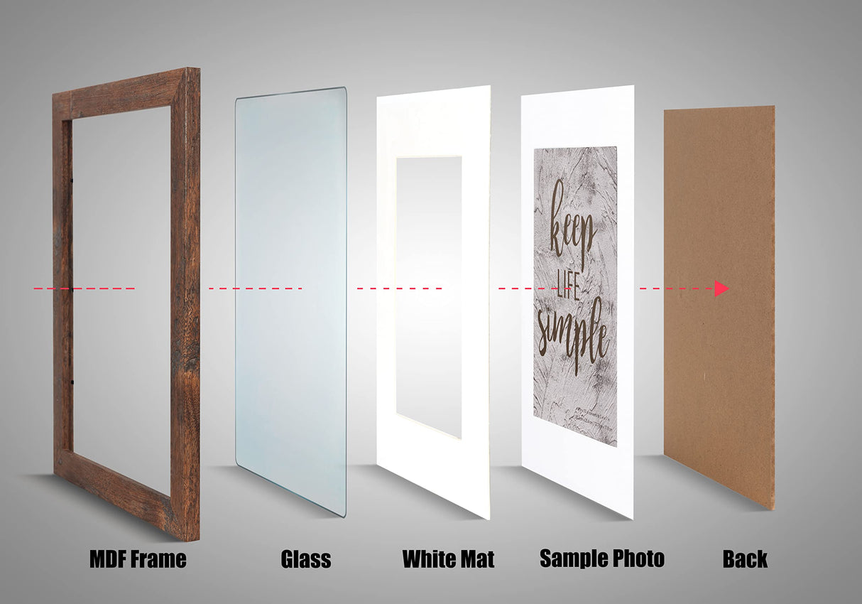 kennethan Rustic Brown 11x14 Picture Frame - Made to Display Pictures 8x10 with Mat or 11x14 Without Mat - Wide Molding - Wall Mounting Material Included kennethan