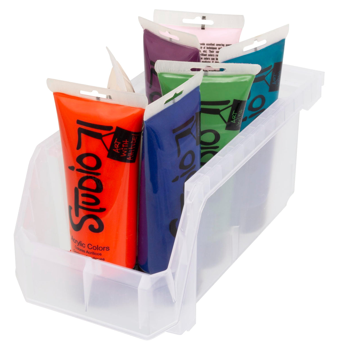 ReadySpace Plastic Containers for Organizing and Storage Bins for Closet, Kitchen, Office, Garage or Pantry Organization, Stackable Bins, Medium (11" x 5" x 5.5"), 8-Pack, Clear ReadySpace