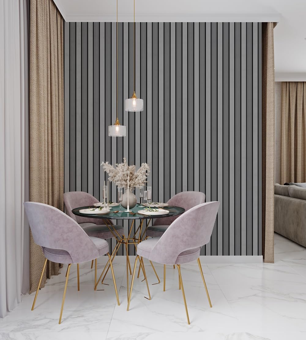 Concord 3D Wall Panels | Faux Wood Slats - Dove Gray | Waterproof Slat Panel | 94.5” x 4.7” Each | 18.5 sqft. | Shiplap Wall Panels for Interior Decor CO405 (Pack of 6) CONCORD WALLCOVERINGS ™