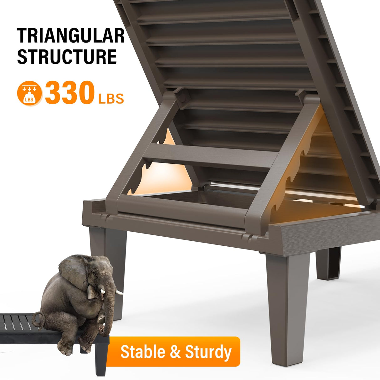 VINGLI Outdoor Chaise Lounge Chair Set of 2, Waterproof Outdoor Lounge Chair with 5-Level Adjustable Backrest, Patio Chaise Lounges for Garden, Pool, Beach Patio Deck Sunbathing (Light Taupe, 2 PCS) VINGLI