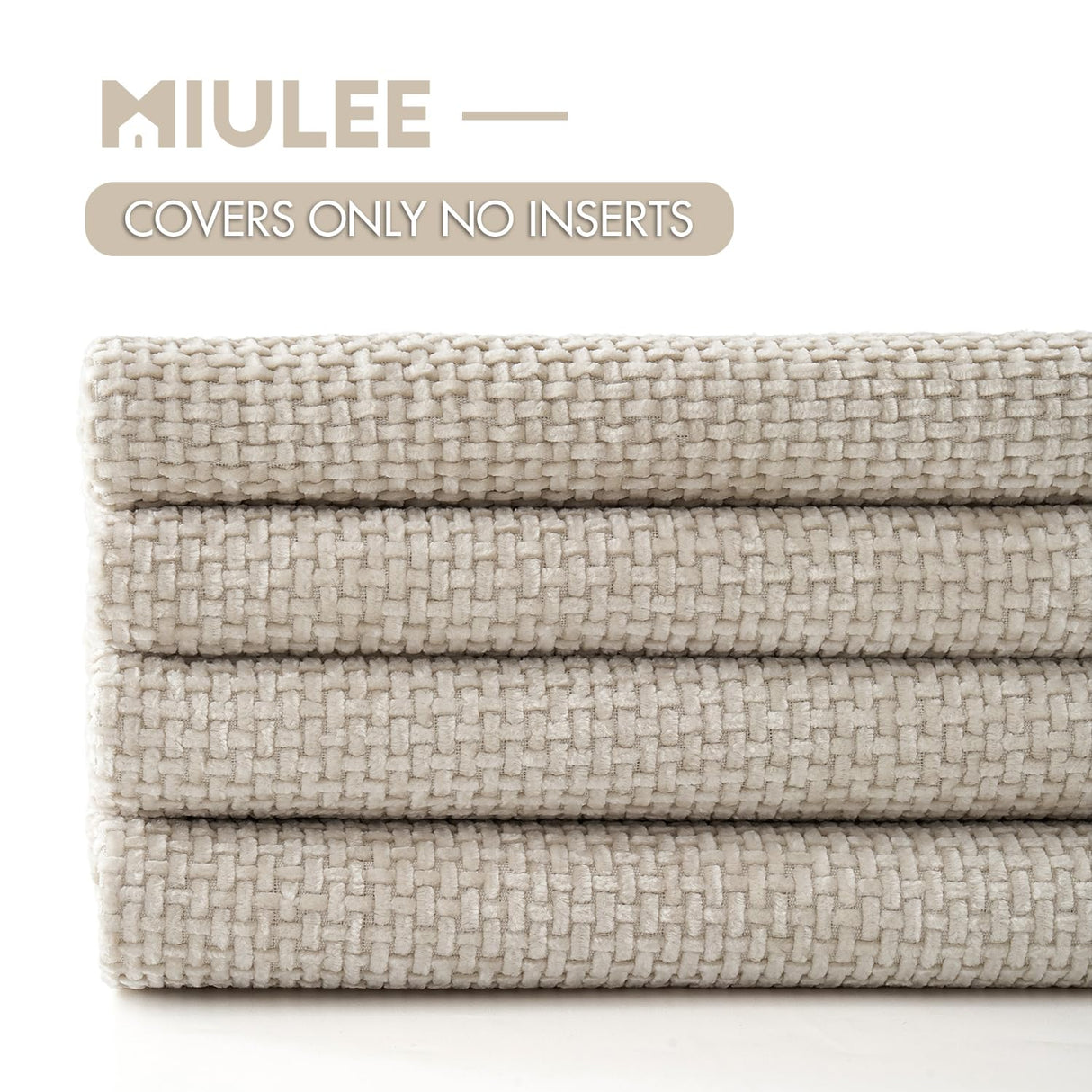 MIULEE Pack of 4 Couch Throw Pillow Covers 20x20 Inch Cream Soft Decorative Chenille Pillow Covers Farmhouse Accent Cushion Covers for Boho Home Decor Sofa Bedroom Living Room MIULEE