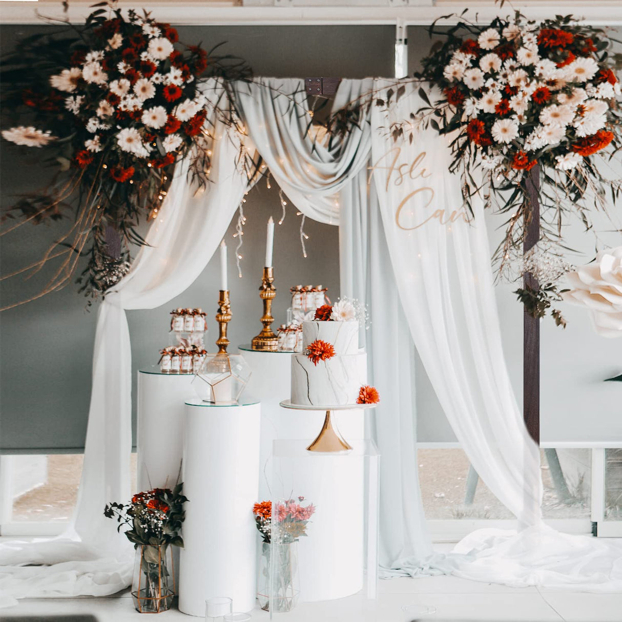 Wooden Wedding Arch, 7.5Ft Large Square Outdoor Wooden Arch, Rustic Wedding Arch for Ceremony Beach Lawn Garden Graduation Parties SAVITA