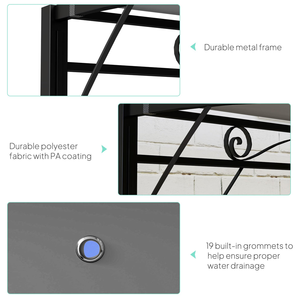 Outsunny 10' x 8' Outdoor Pergola and Patio Gazebo, Extendable Side Awning, Sun Shade Shelter for Garden, Camper, Deck, Doors and Windows, Dark Gray Outsunny