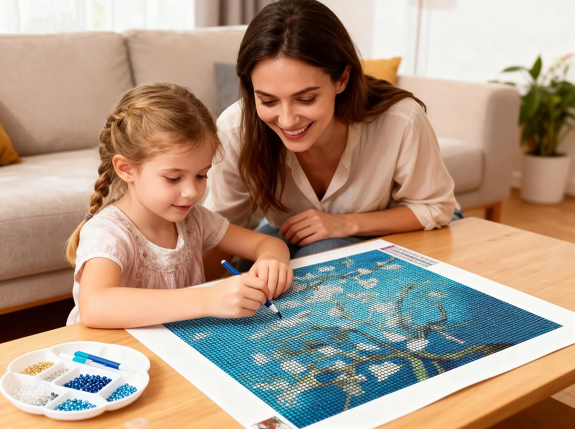 NIHO-JIUMA Diamond Painting Kits Van Gogh Apricot Tree, DIY 5D Full Drill Diamond Art Gift for Adult/Teen, Home Decoration (40x50cm/16x20inches) NIHO-JIUMA