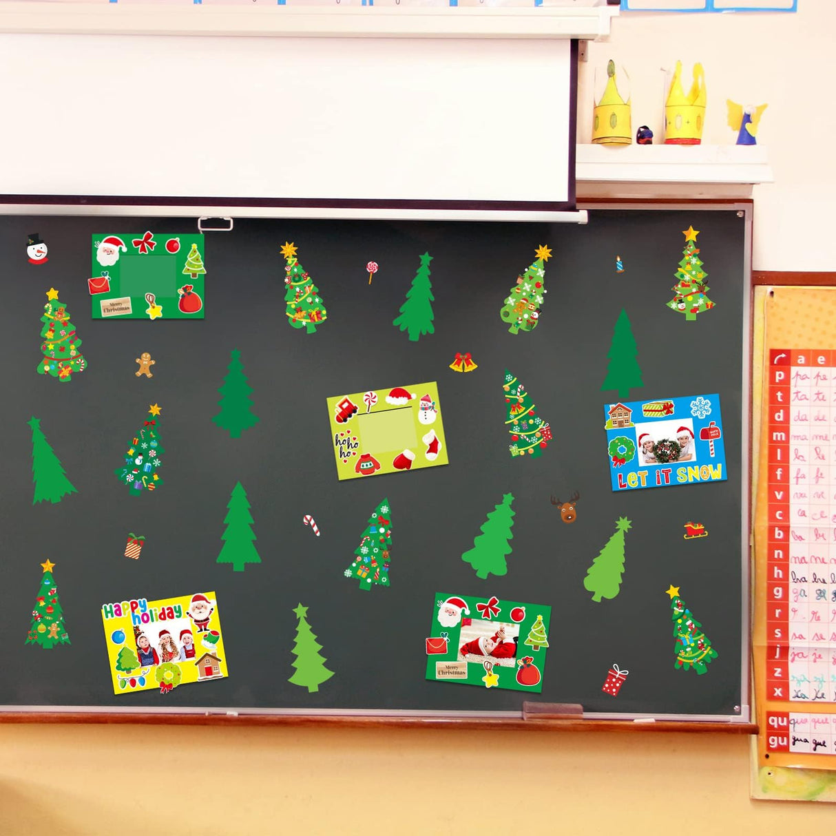 chiazllta 945Pcs DIY Christmas July Tree Craft Kit Kids Holiday Art Making Craft with Stickers, Make Your Own Christmas Bookmark Xmas Party Favor Decoration Home Classroom Game Activities chiazllta