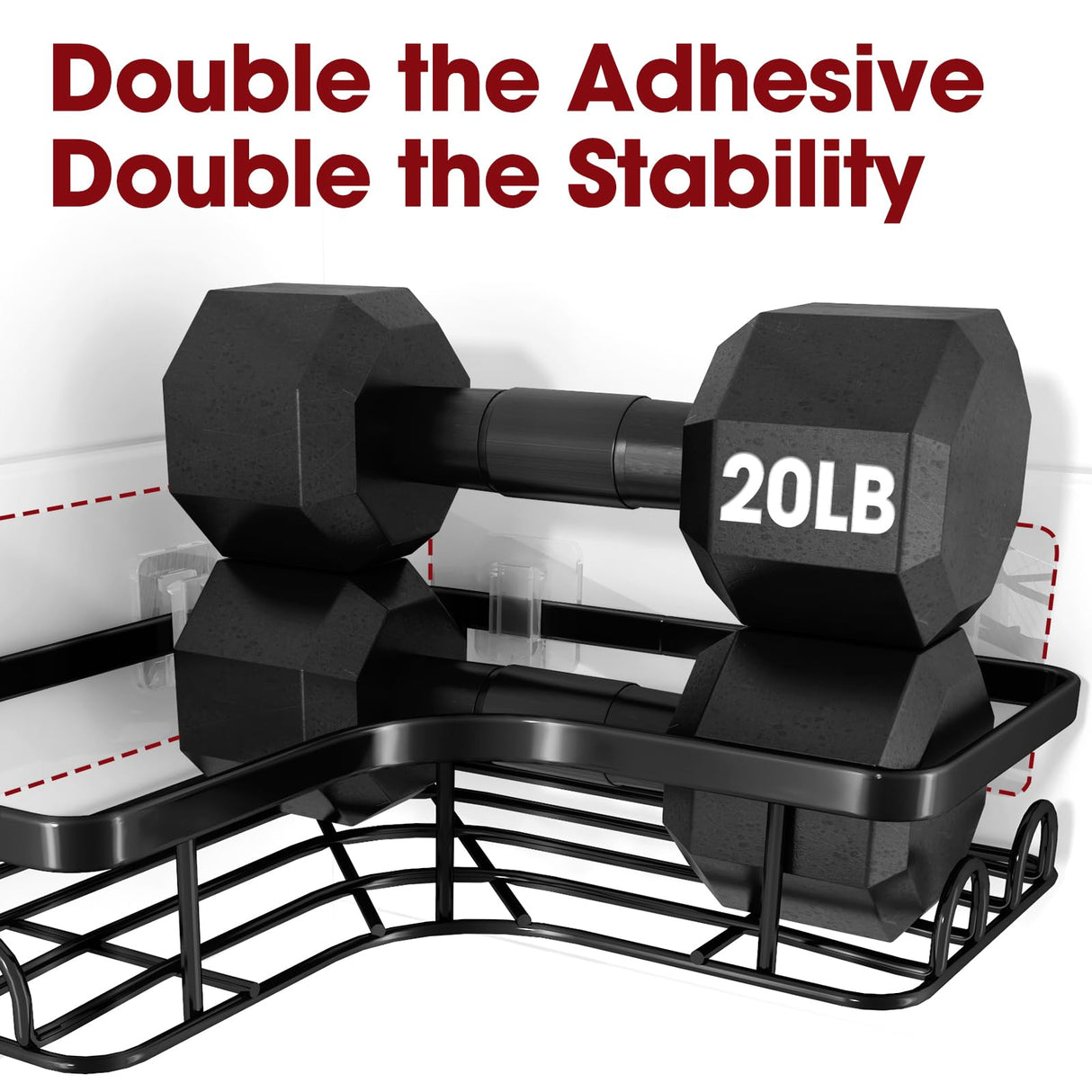 Sakugi Corner Shower Caddy - 2 Pack, Adhesive Shower Organizers, Rustproof Stainless Steel Shower Shelves with 8 Hooks, No Drilling Bathroom Organizers and Storage Racks, Space-Saving, Black,Medium Sakugi