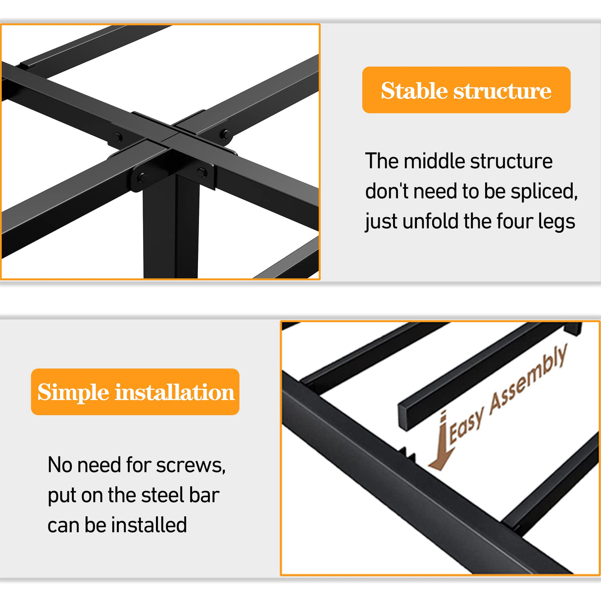 COMASACH Heavy Duty King Bed Frame - 14" Black Metal Platform, Noise-Free, Easy Assembly, Supports Up to 3500lbs COMASACH