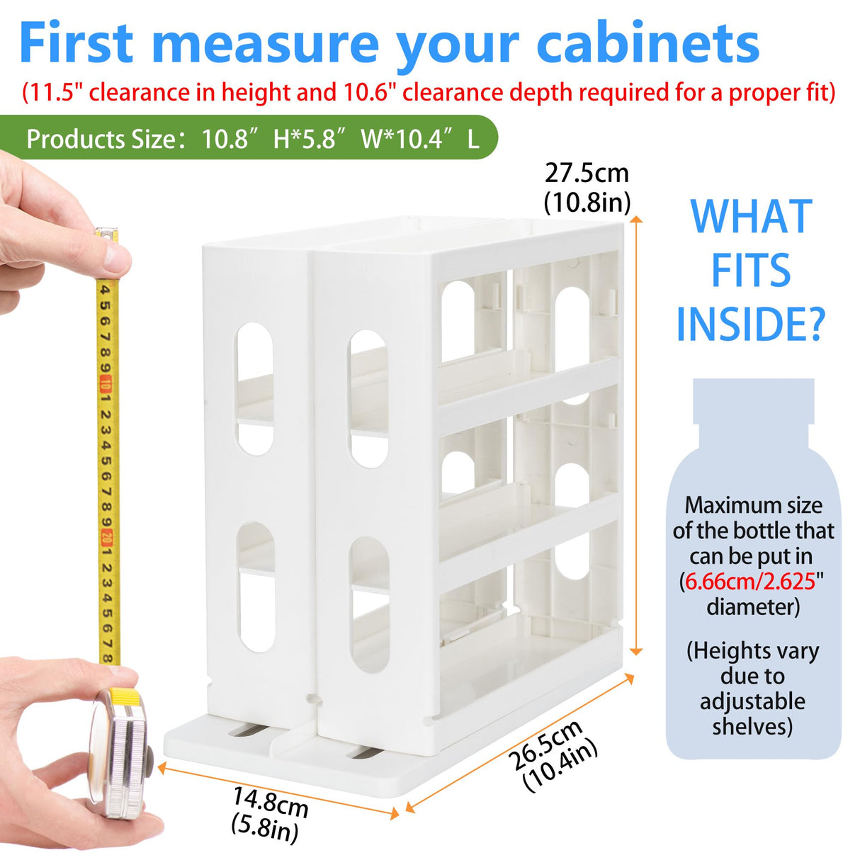 Dutiplus Medicine Organizer 2 Three-Decker Shelves Cabinet Storage Rack Organizer for Holding Vitamins, Supplements Cosmetics 10.82”H x 5.82”W x 10.43”D (Creamy White) WoodArtSupply