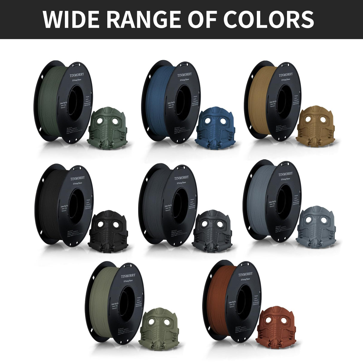 Carbon Fiber PLA Filament 1.75mm, TINMORRY PLA-CF 3D Printing Filament, Highly Compatible with Bambu FDM 3D Printer, 1 KG 1 Spool, Black TINMORRY